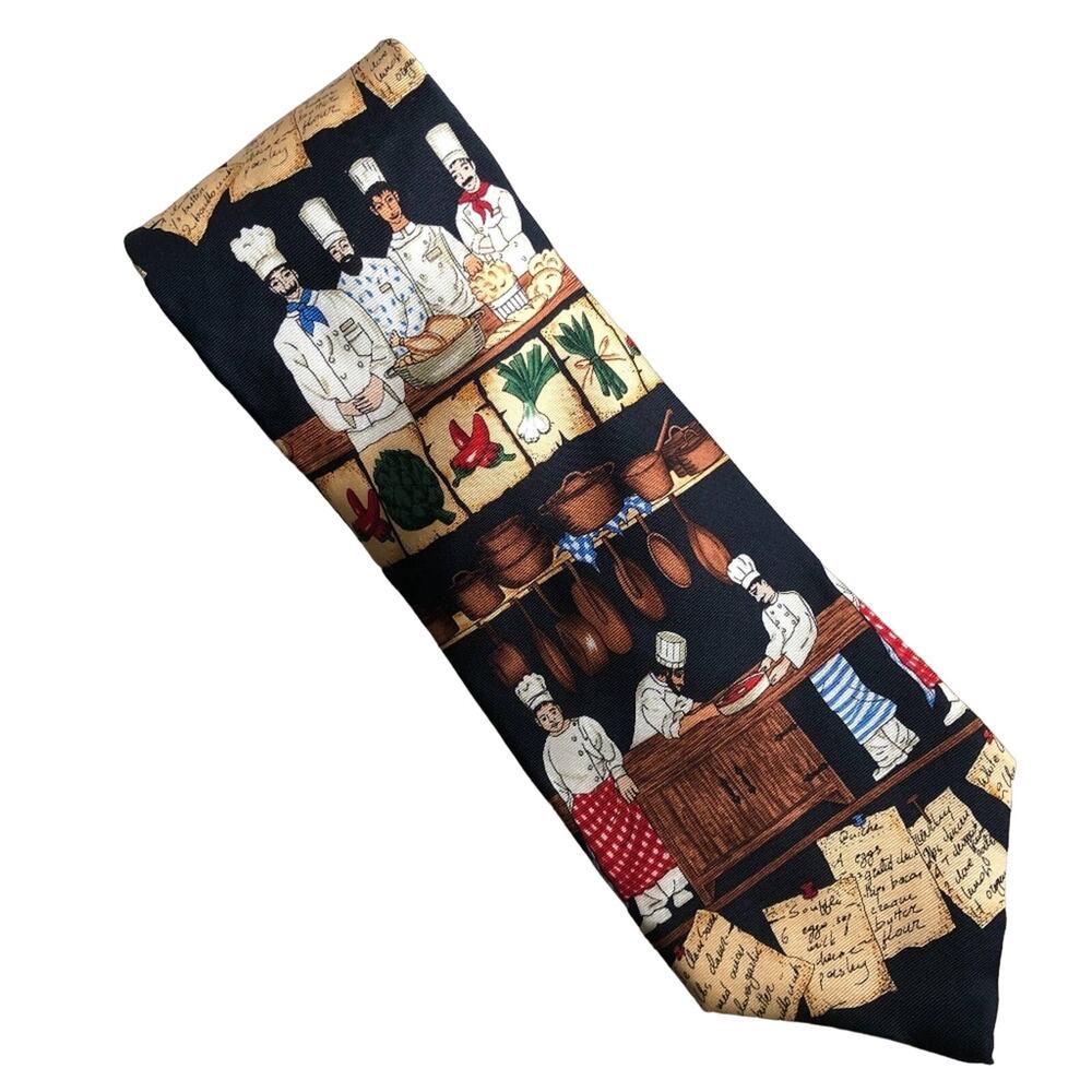 Alynn Neckwear Black White Kiss Cook Chef USA Made Novelty Silk Work Neck Tie